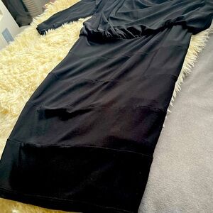 One Shoulder Mini with Embellished Shoulder and Split Long Sleeve